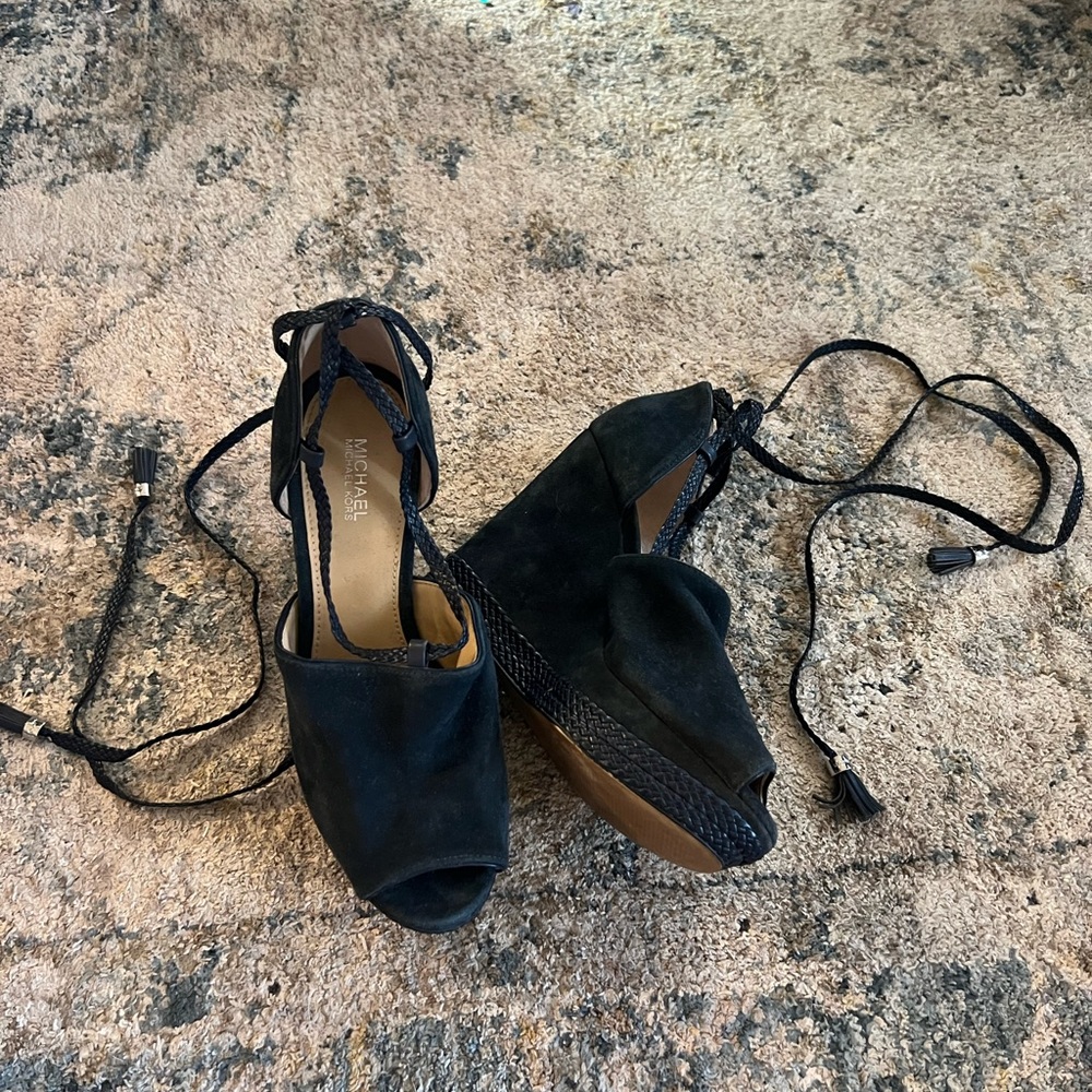 Michael Kors suede strappy wedges
